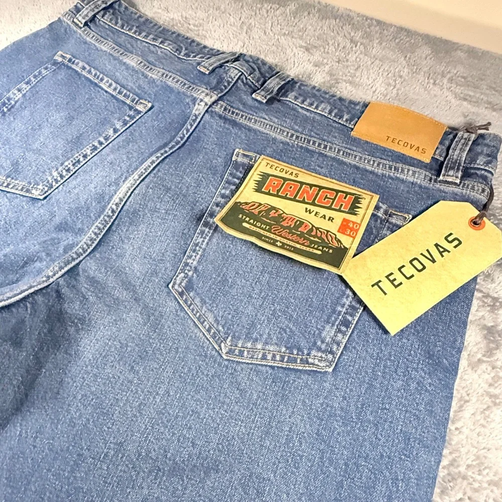 $95 Tecovas Ranch Wear Mens Straight Western‎ Jeans Medium Wash Blue 40x30 NWT